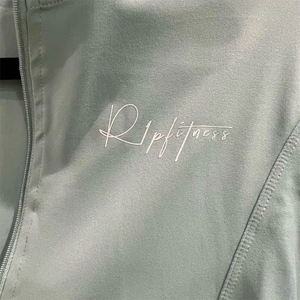 Women's Cropped Zip-Up Track Jacket Green XL Activewear - Picture 2 of 4